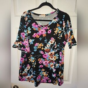 Women's Cream And Sugar Multicolor Floral Blouse XL
